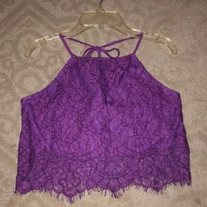 LA Hearts Purple Lace Crop Top